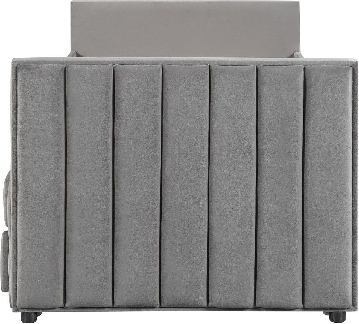 Twin Size Velvet Upholstered Daybed with Trundle and 3 Storage Drawers, Wooden Sofa Bed Frame (Gray) S595