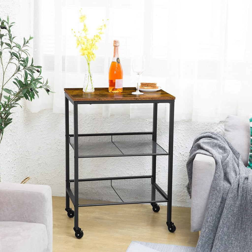 3-Tier Utility Cart on Wheels with Adjustable Feet L16512