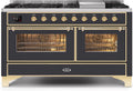 60 Dual Fuel Natural Gas Range Matte Graphite Brass Trim R41327