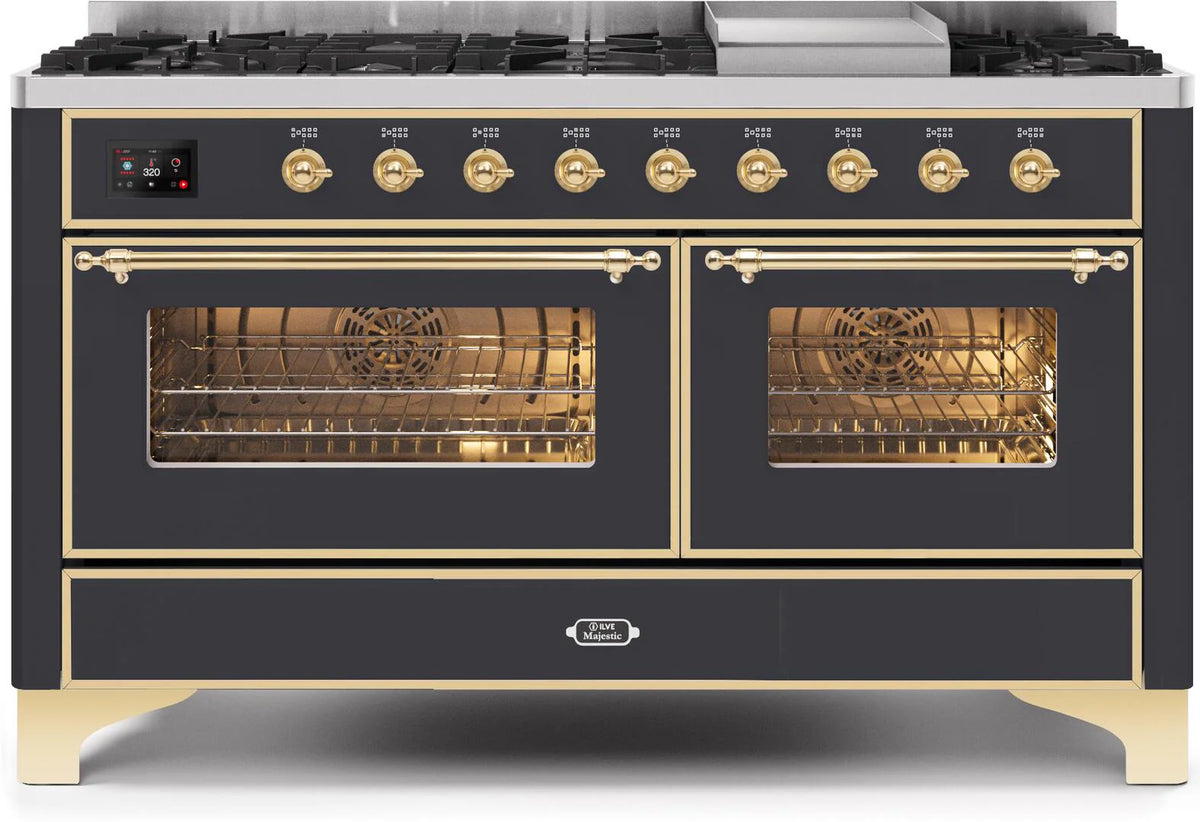 60 Dual Fuel Natural Gas Range Matte Graphite Brass Trim R41327