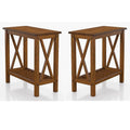 Medium Oak Wood Side Table Set of 2 A37125