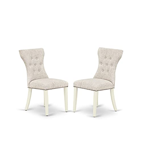 7 Piece Rectangle Dining Table with 6 Doeskin Linen Fabric Upholstered Chairs K963