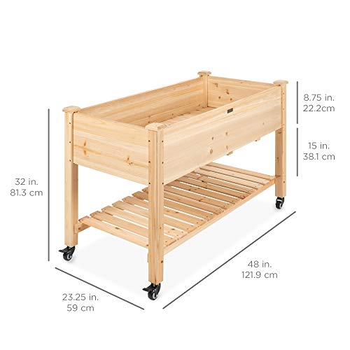 48x24x32-inch Mobile Elevated Wood Planter S488496