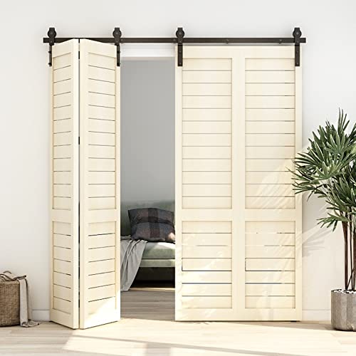 Black Track Bi-Folding Sliding Barn Door Hardware Kit Z683867