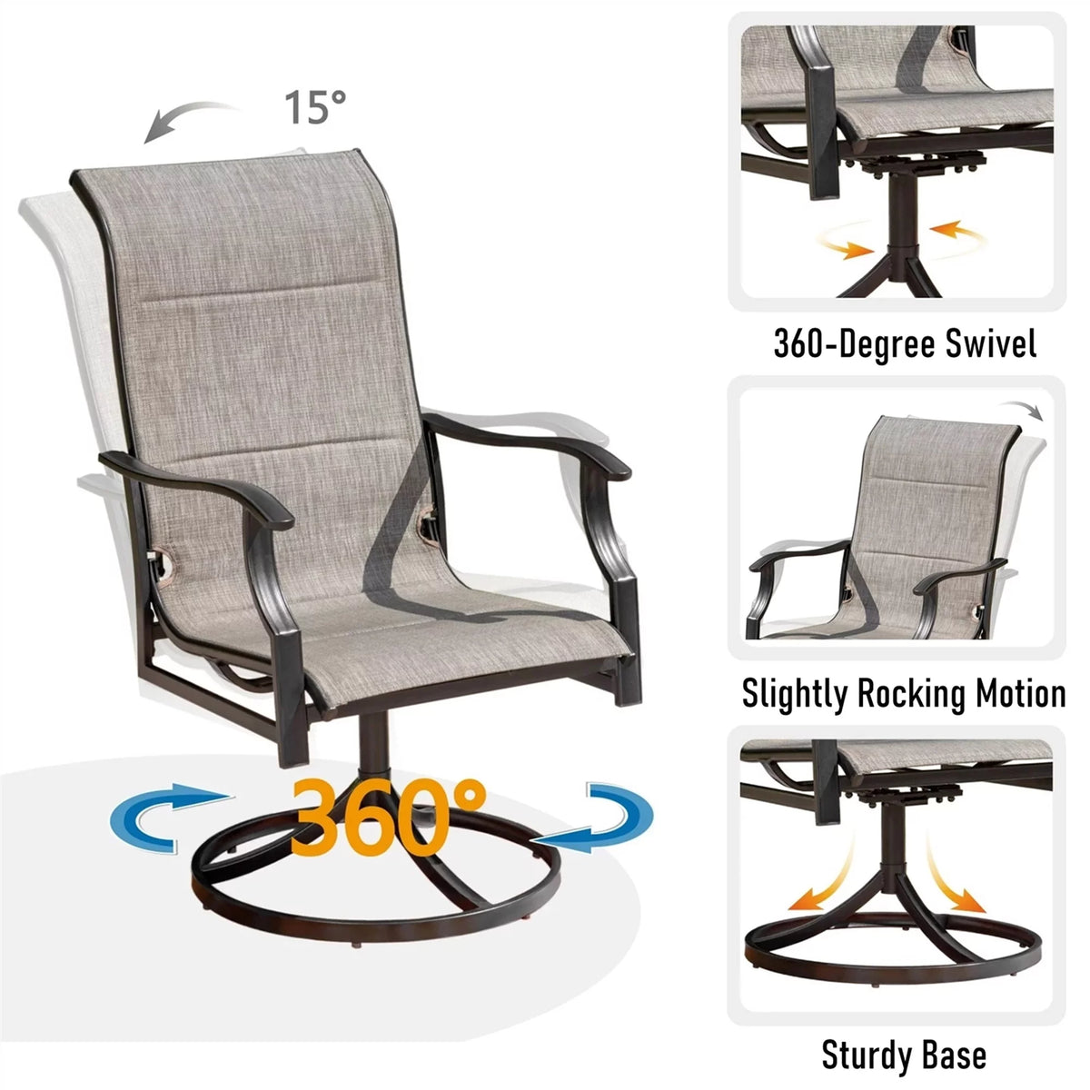 5-Piece Outdoor Dining Set with Swivel Chairs and Round Table G83144