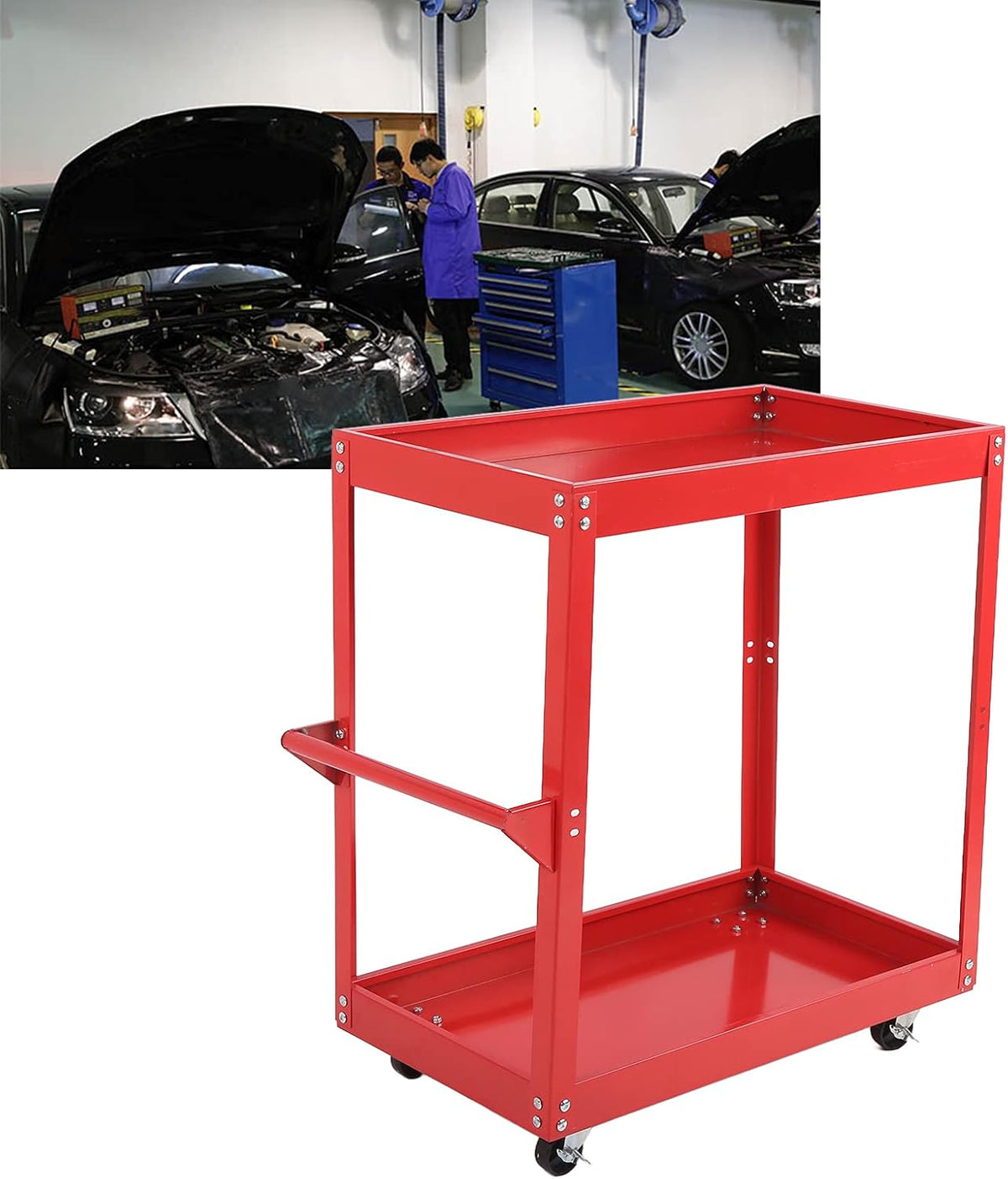 Utility Cart 2-Tray Rolling Storage Trolley C742850