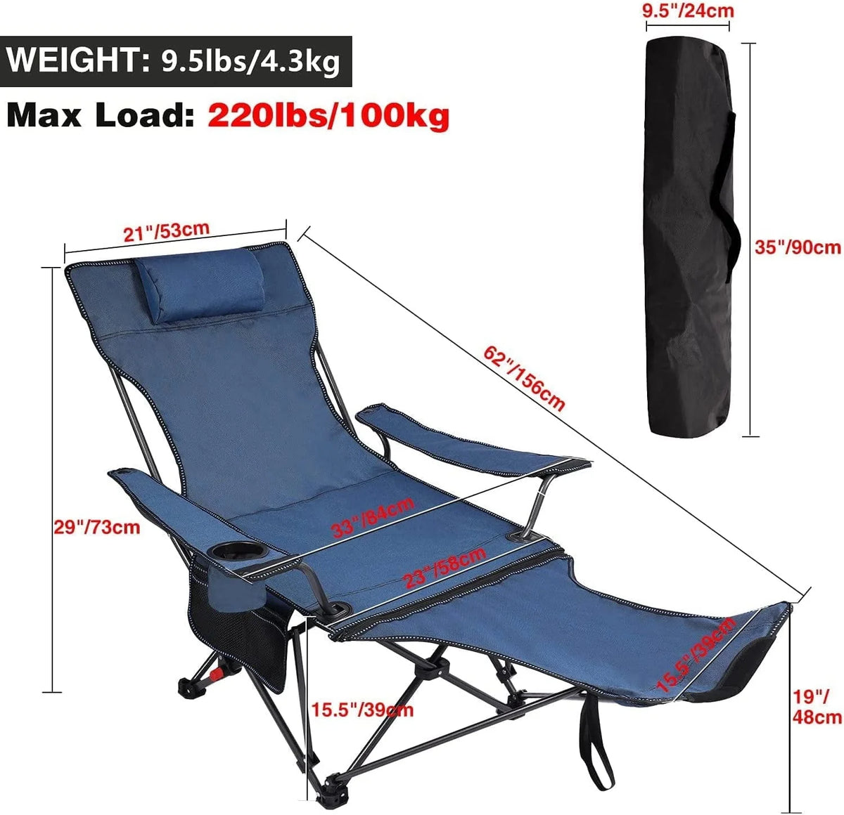 Adjustable Outdoor Folding Chair with Footrest D87532