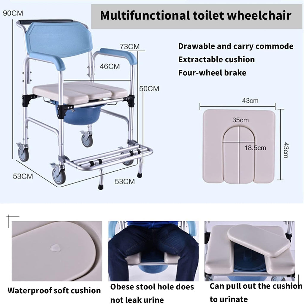 Wheelchair Shower Commode Chair with Footrests Q962