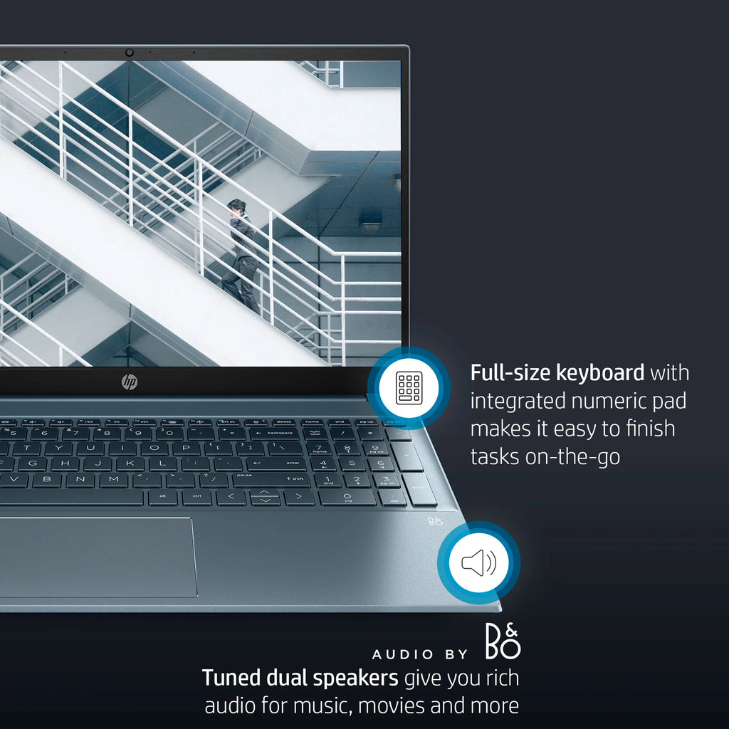 15.6" FHD Laptop, AMD Ryzen 5-5500U, 16GB RAM, 512GB SSD, Horizon Blue, Windows 11 N837