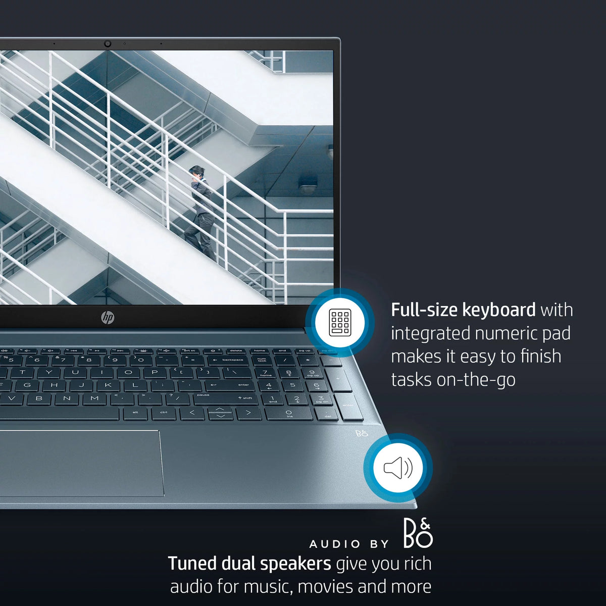 15.6" FHD Laptop, AMD Ryzen 5-5500U, 16GB RAM, 512GB SSD, Horizon Blue, Windows 11 N837