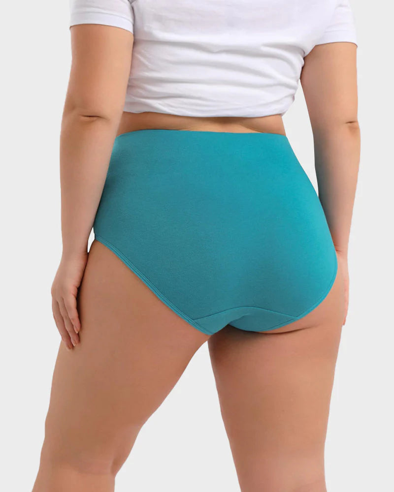High-Waisted Full Coverage Cotton Briefs 4 Pack V237