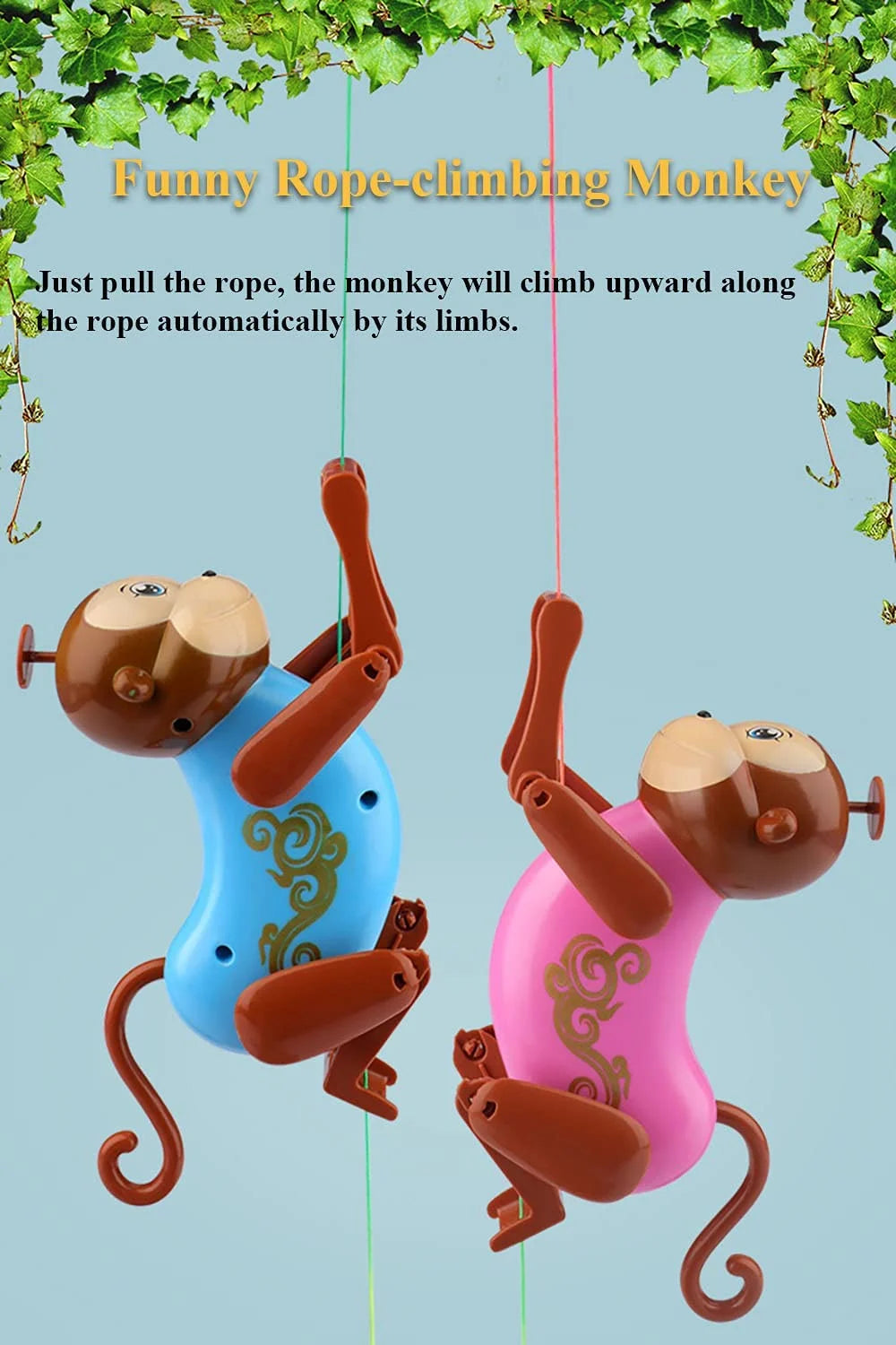 Pink Pull String Climbing Monkey Toy R736