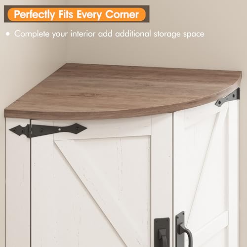 64.8" Tall Grey Corner Cabinet with 4 Doors and 5 Shelves W553