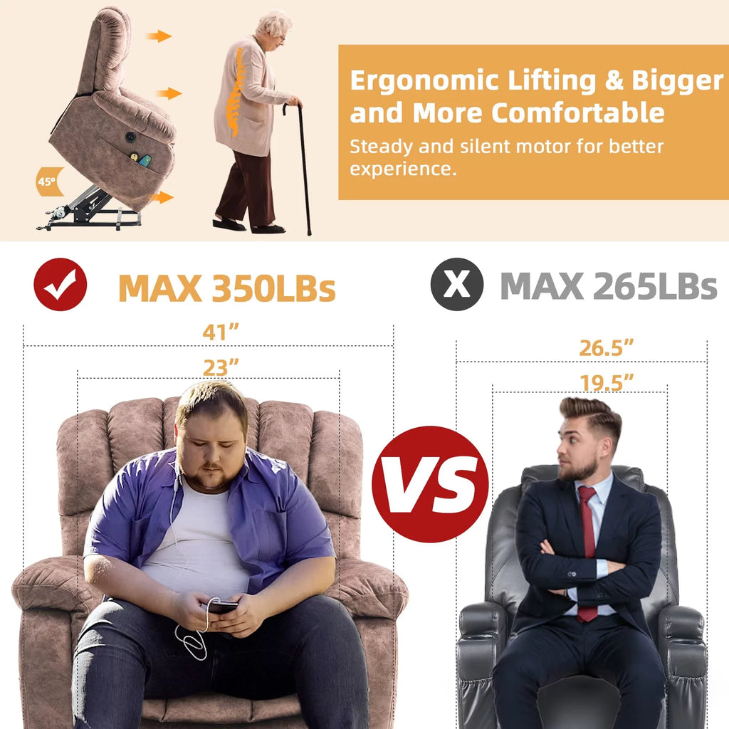 Large Power Lift Recliner with Massage and Heat T328916