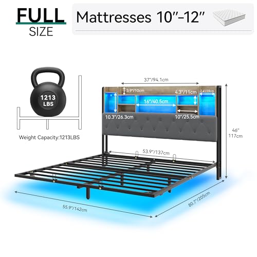 Queen Upholstered Platform Bed with Headboard Storage R8030