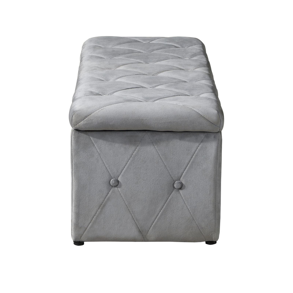Rectangular Velvet Ottoman Storage with Lids Gray U66789