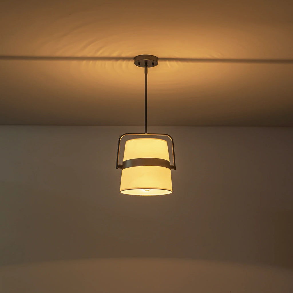 2-Light Drum Fabric Pendant A313