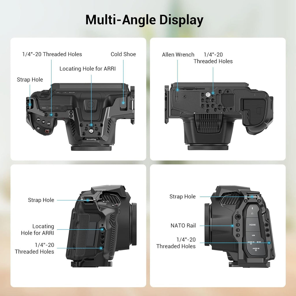 Full Cage for BMPCC 6K Pro with Built-in Removable Pogo Pin Connector X515487