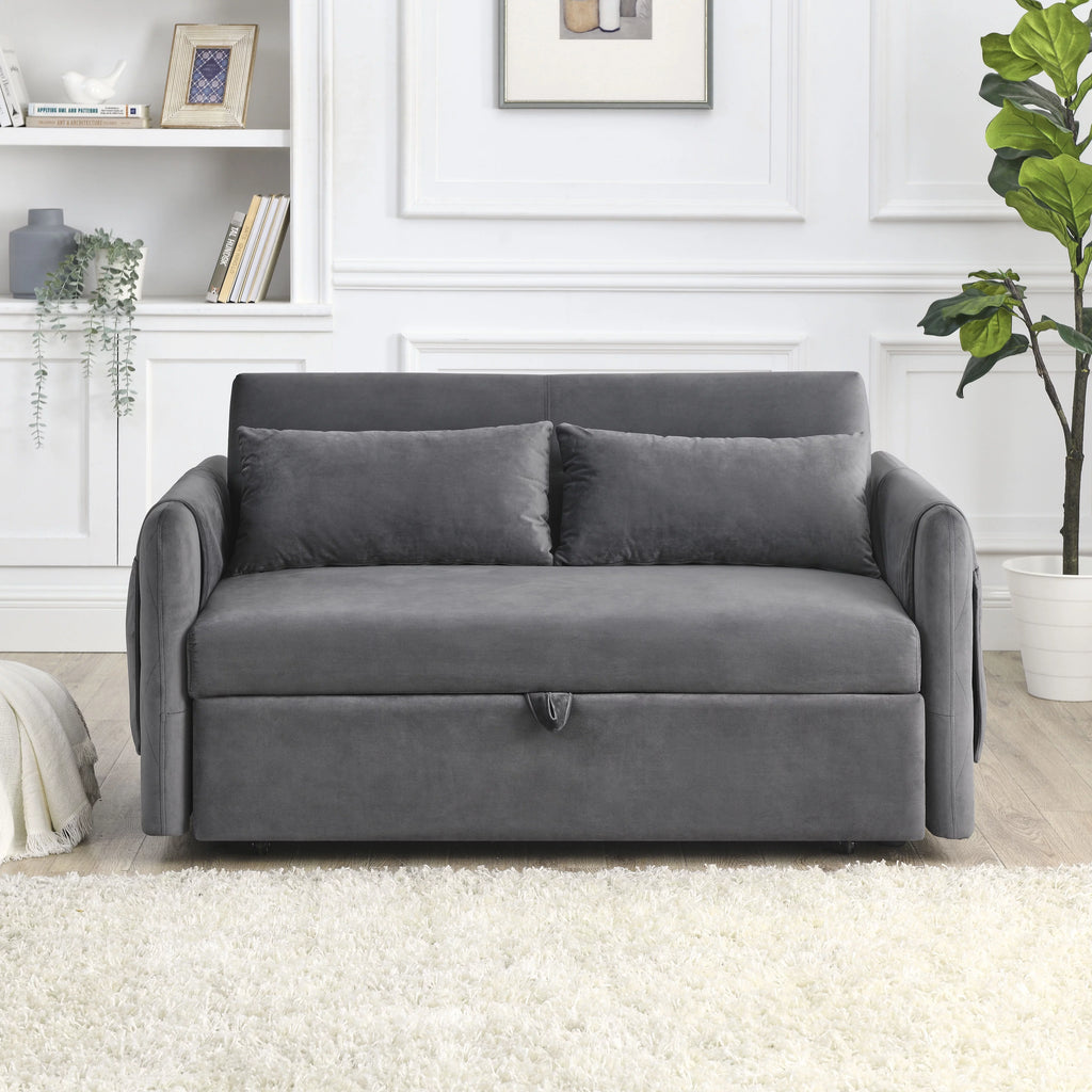 Gray 2-Seat Futon Sofa Bed Q2498