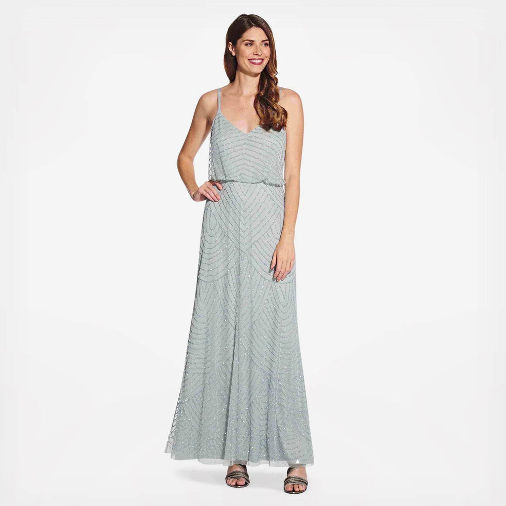 Green Beaded Blouson Gown R399