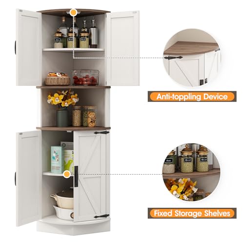64.8" Tall Grey Corner Cabinet with 4 Doors and 5 Shelves W553