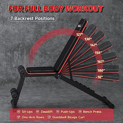 Adjustable Folding Incline Decline Weight Bench with Resistance Band U956139