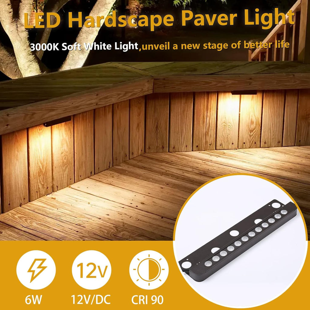 7 Inch 8-Pack 12V Low Voltage Hardscape Paver Light IP65 Waterproof 3W 2700K M4317