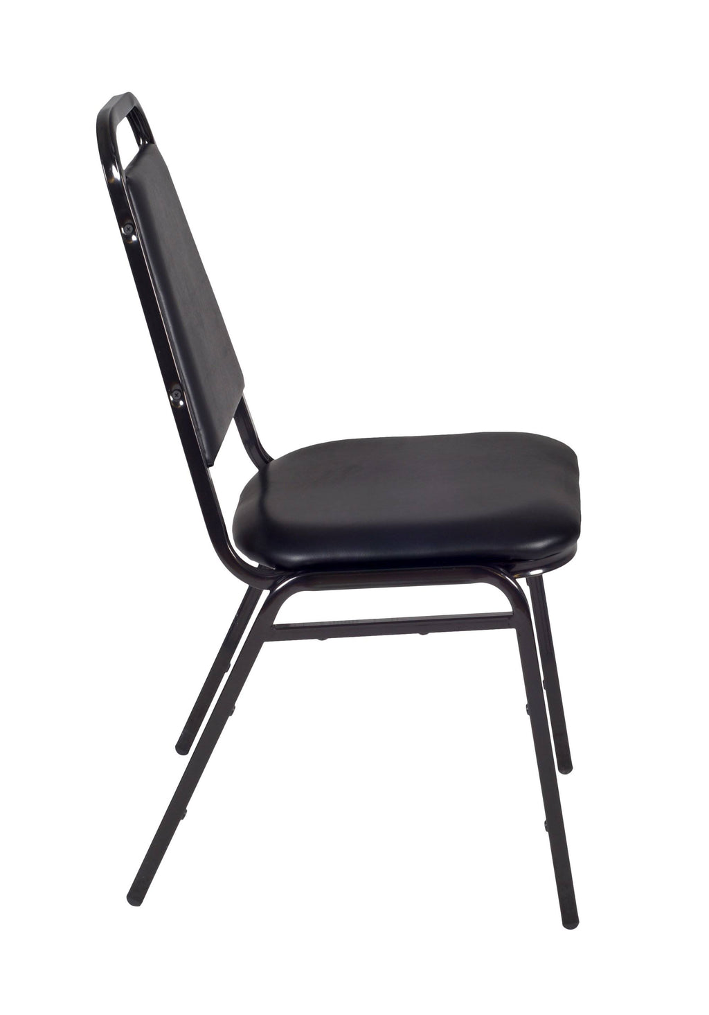 Cherry Square Breakroom Table & 4 Black Stack Chairs M2521
