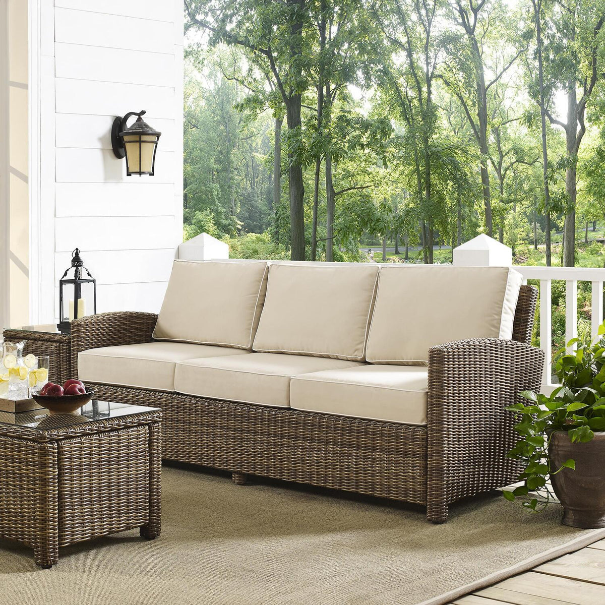 Sangria/Weathered Brown Outdoor Wicker Sofa R5289