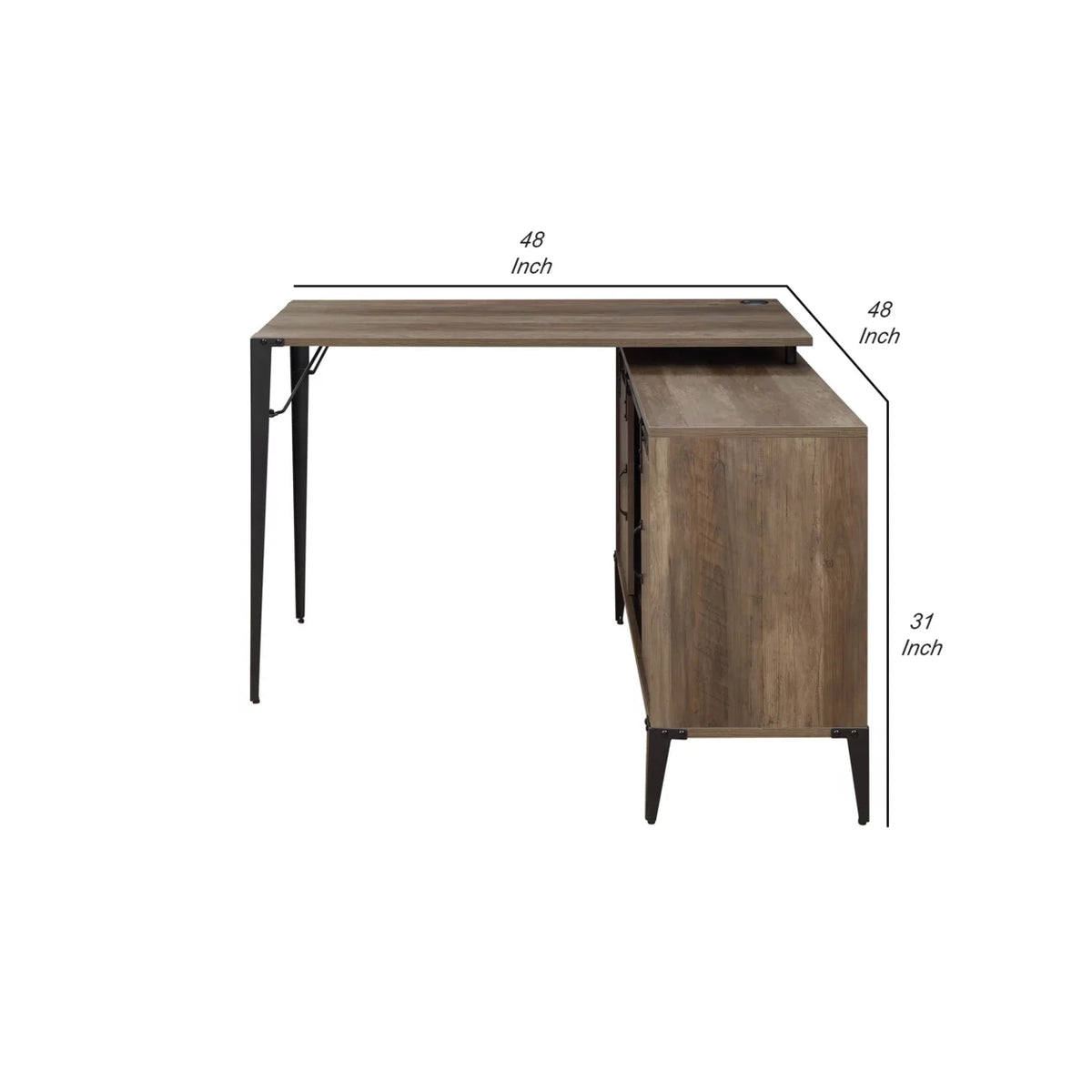L Shaped Writing Desk with Sliding Barn Door V796153
