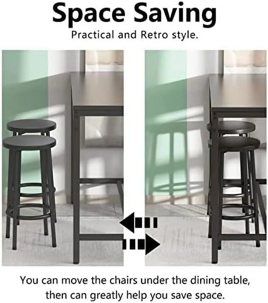 Dining Table Set for 4 with 4 Square Stools 5 Piece R769863
