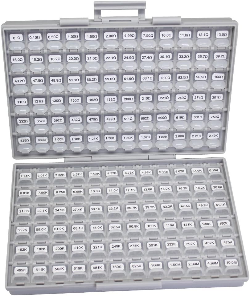 0402 Size Surface Mount Resistor Kit, 144 Values, 100pc/value, 1%, E96 Serial, 0ohm to 1mohm O69403
