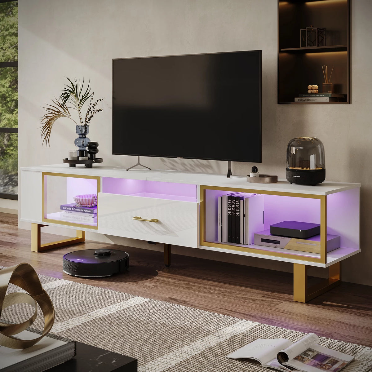 70 inch High Gloss LED TV Stand with Drawer X487