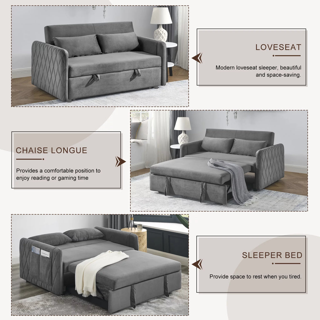 Gray 2-Seat Futon Sofa Bed Q2498