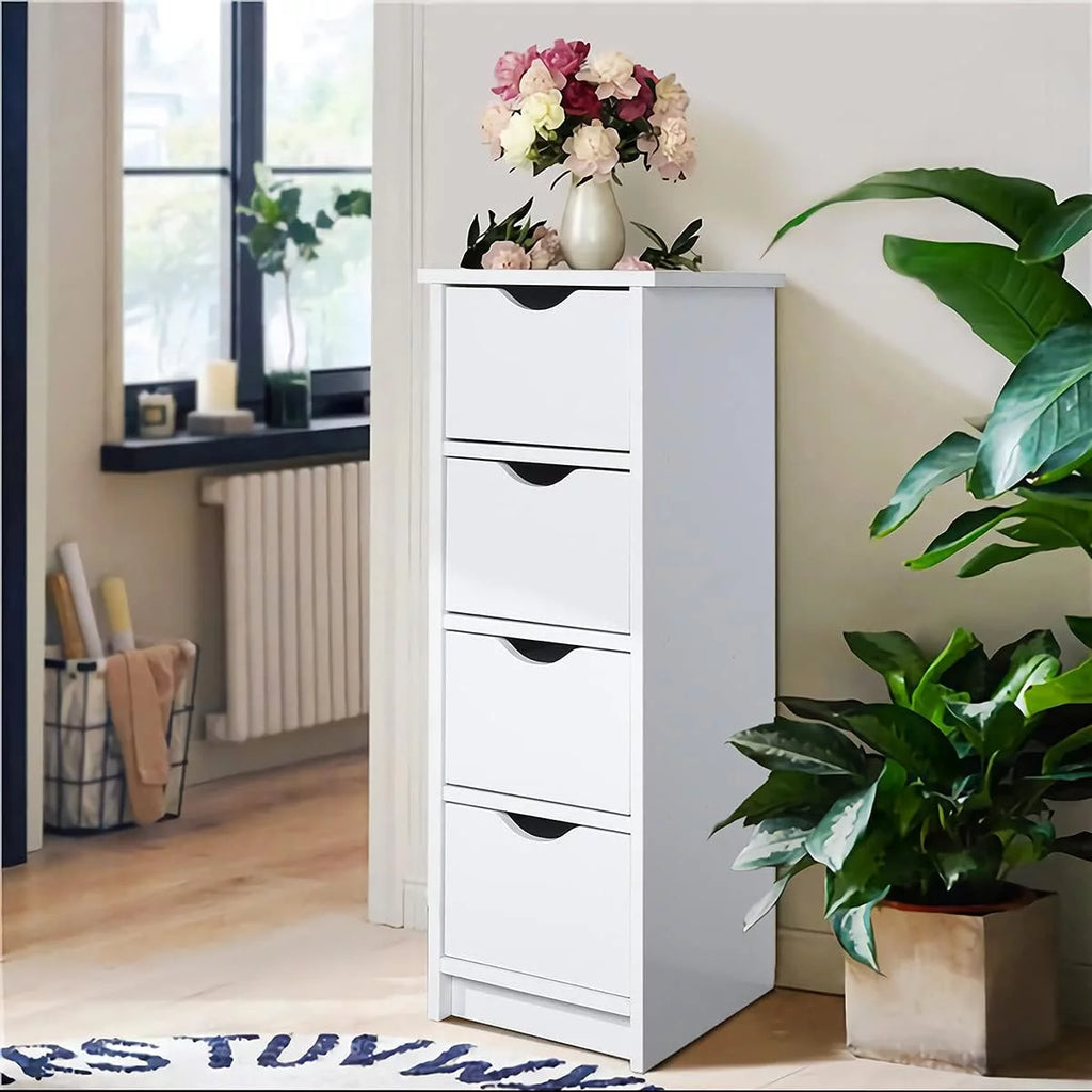 White 4 Drawer Wooden Floor Cabinet H619641