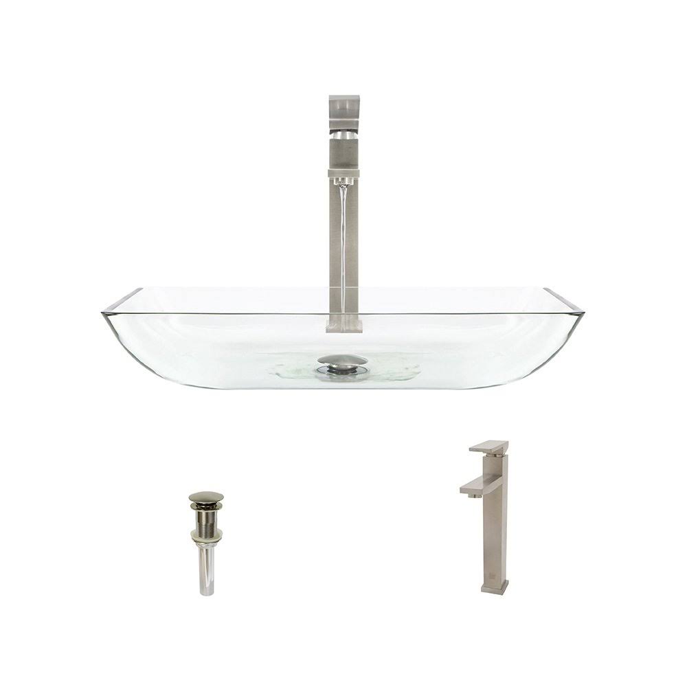 Crystal Brushed Nickel Bathroom Waterfall Faucet Ensemble R972