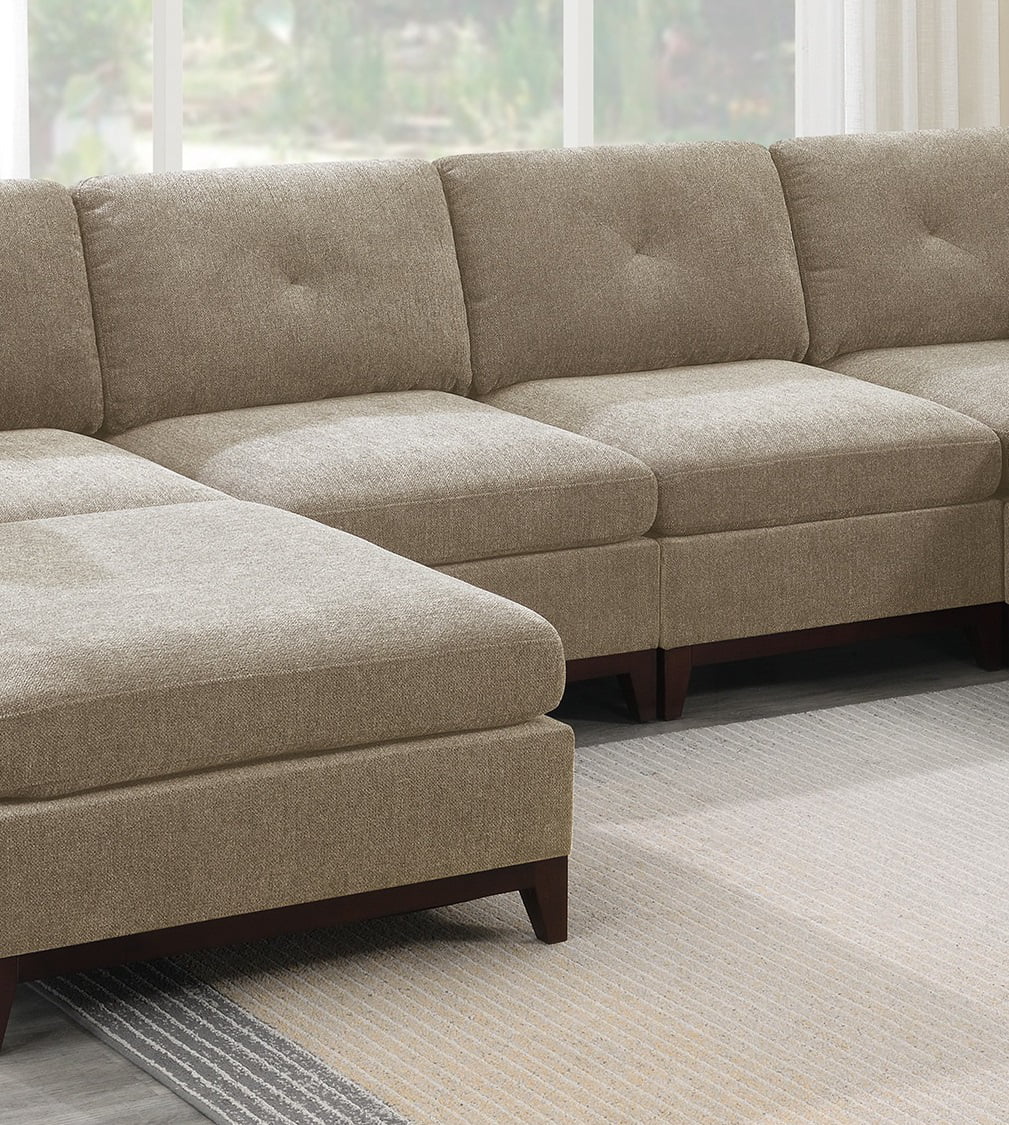 Chenille Camel U-Sectional Sofa Set 6pcs D316252