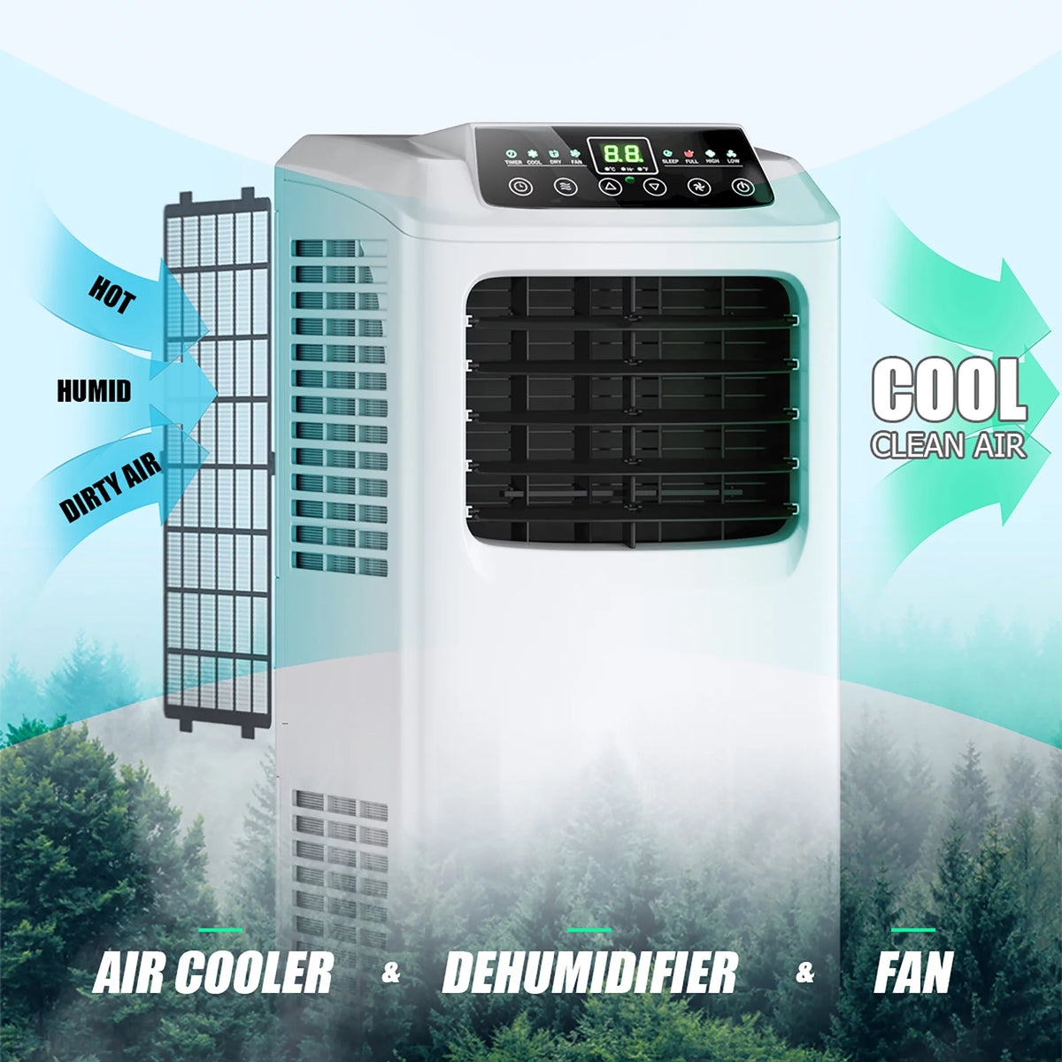5500 BTU 3-in-1 Portable Air Conditioner with Dehumidifier and Window Kit N22186