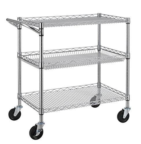 3 Tier Heavy Duty Wire Rolling Utility Cart Z6595