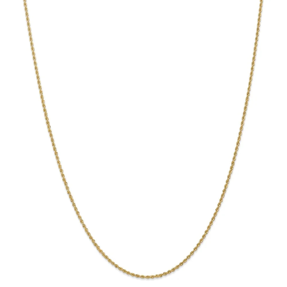 14kt Yellow Gold 1.6mm Solid Rope Chain 22 inch Lobster Clasp D622268