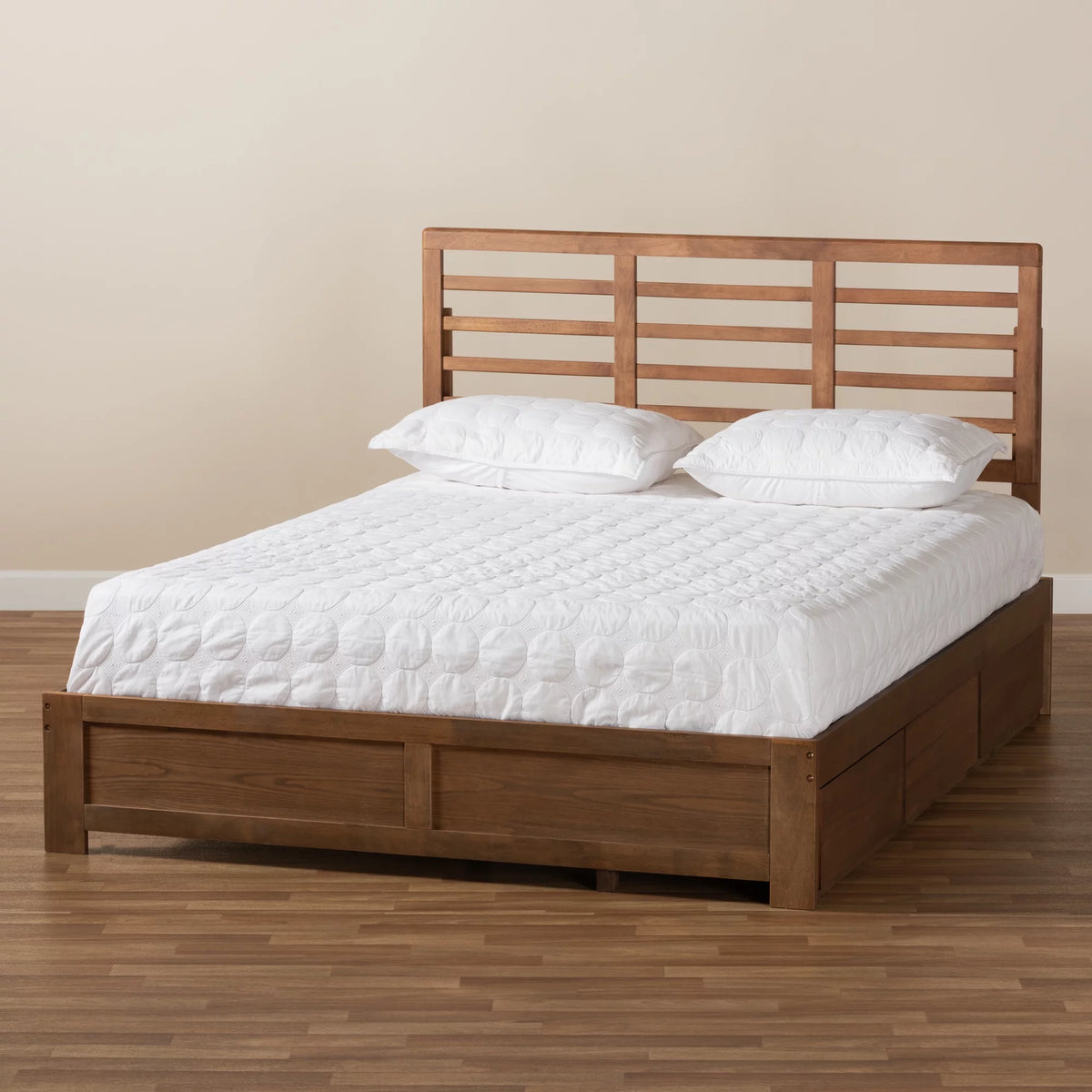 Ash Walnut Brown Wood Full Size 3-Drawer Platform Storage Bed U58091