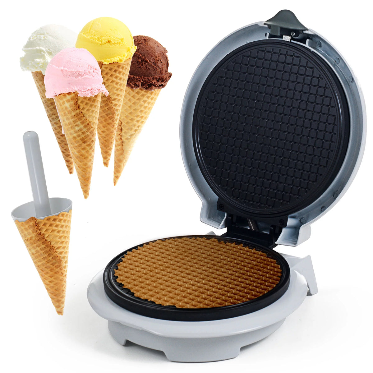 White Electric Nonstick Waffle Cone Maker N614