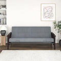 Natural Wood Full Size Futon Frame with Black Metal V16073