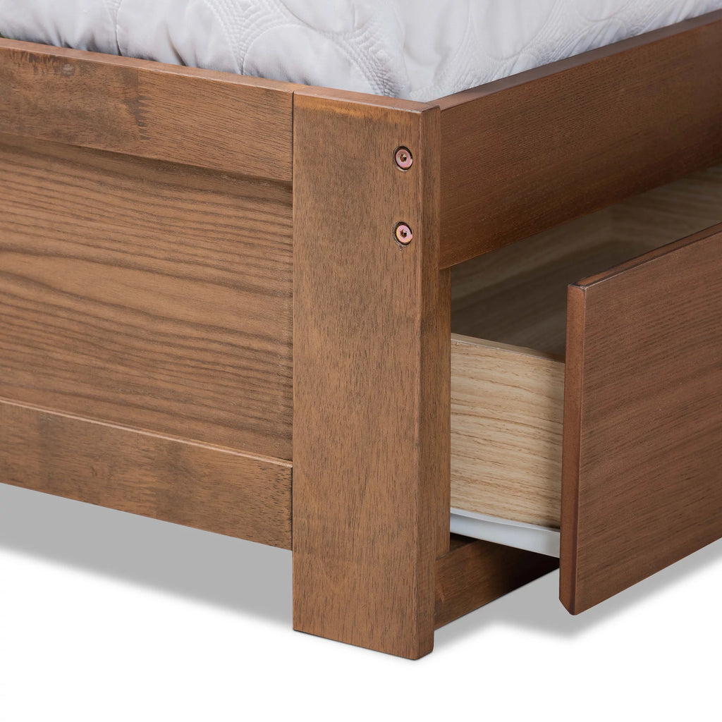 Ash Walnut Brown Wood Full Size 3-Drawer Platform Storage Bed U58091