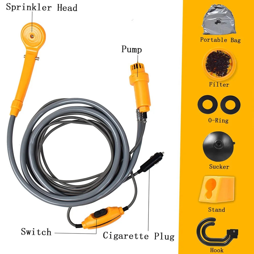 Portable Shower Kit with Pump, 6 Meter Cable, Max 2.5L Per Minute J795