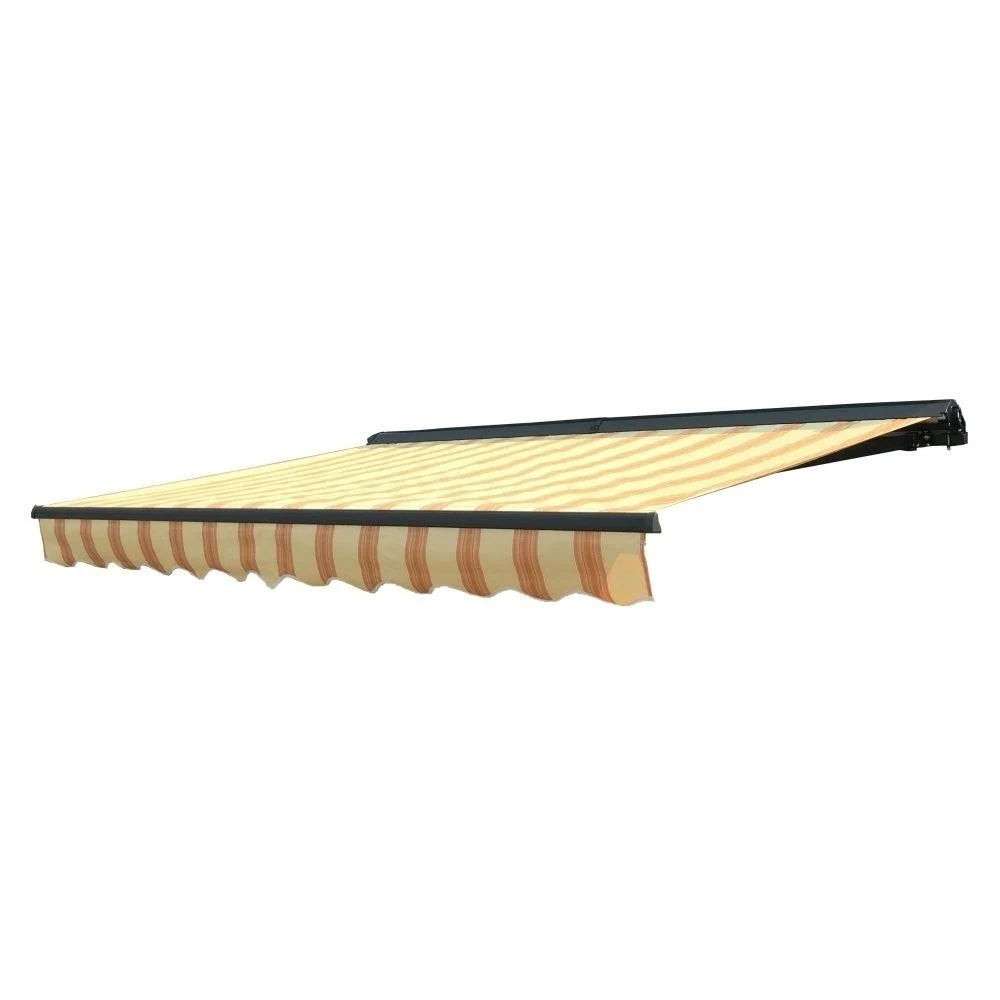 16x10 ft Multi-Striped Yellow Retractable Patio Awning F137