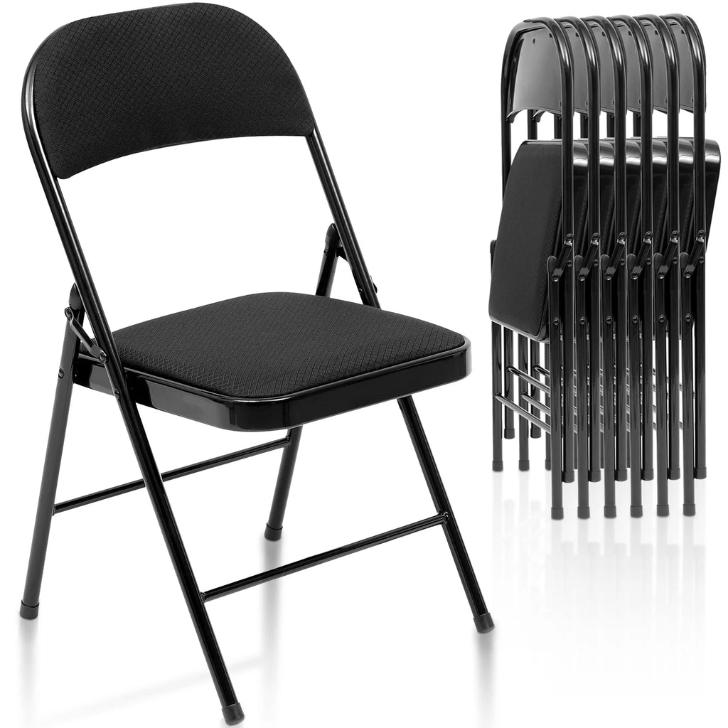 Black Fabric Upholstered Folding Chairs 6 Pack R839818
