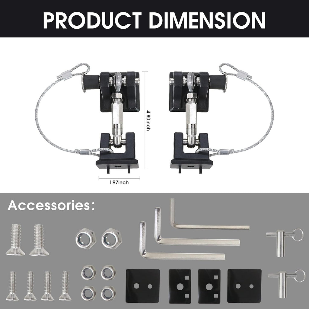 Aluminum Locking Hood Latch Kit for Jeep Wrangler JK, 1 Pair Pack of 2 N855