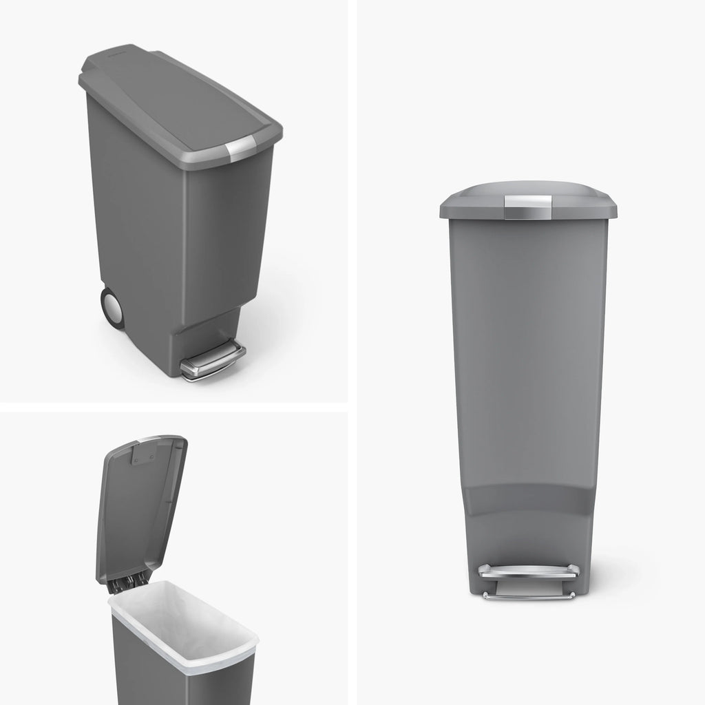 Black Plastic Slim Kitchen Step Trash Can T1091
