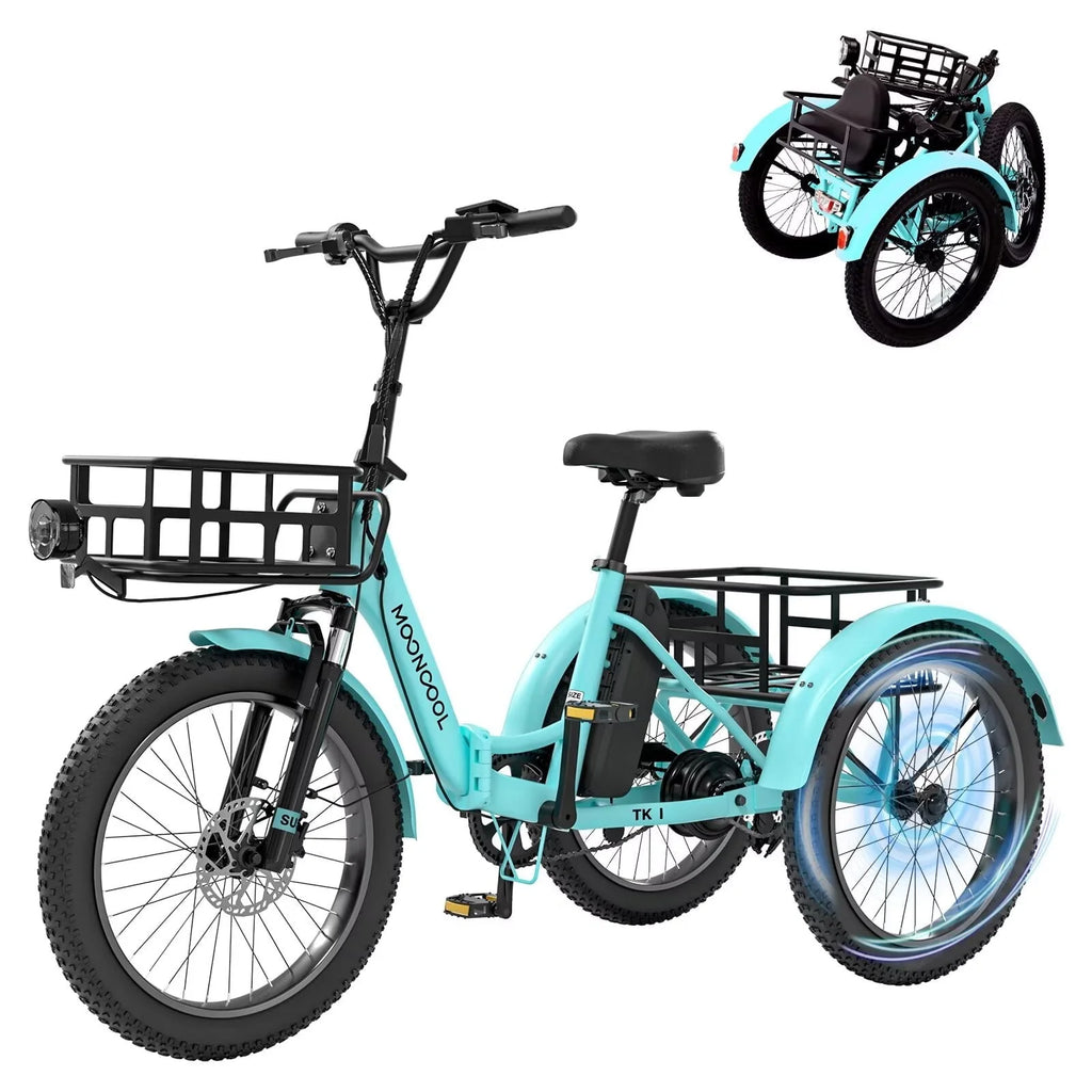 Electric Folding Tricycle with 500W Motor, 48v 14.5Ah Battery, 20*3in Fat Tires F18016